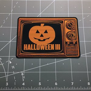 Halloween III 3 Seizoen van de Heks retro tv-set stijl sticker sticker film serie vinyl 1980s jaren 80 horror film Silver Shamrock pompoen