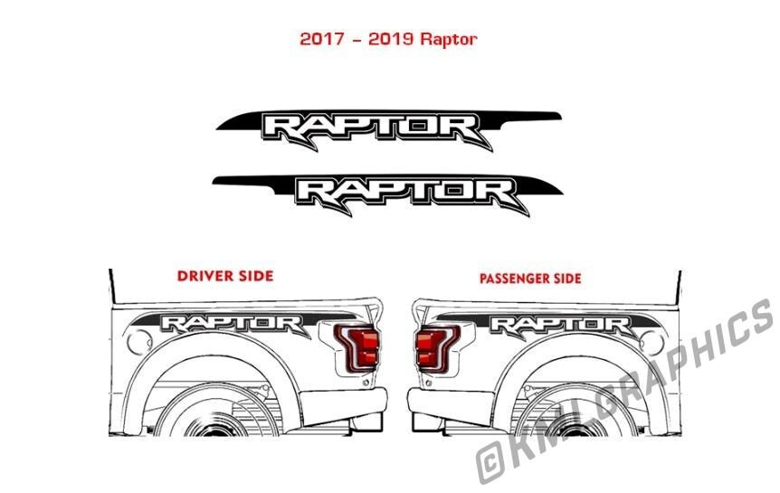 RAPTOR Svt 2017 2018 2019 Fender Bed Side Logo Graphics F150 F-150 ...