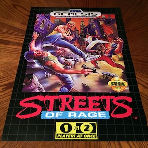 Streets Of Rage Sega Genesis WALL POSTER caja caja arte retro videojuego 24" cartel impresión