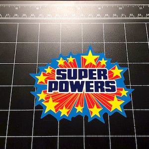 Super Powers toy logo vinyl decal sticker super hero action figure action figure 80s toys toy line 1980&#39;s