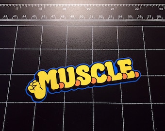 M.U.S.C.L.E. 1980s wrestling toys logo vinyl Decal Sticker muscle men toys 80s toy