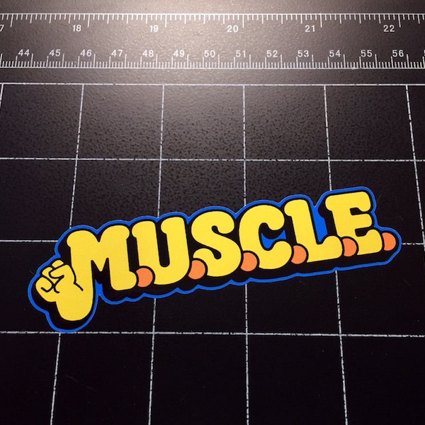 M.U.S.C.L.E. 1980s wrestling toys logo vinyl Decal Sticker muscle men toys 80s toy