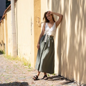 Maxi Skirt Linen Maxi Skirt A Line Maxi Skirt Summer Maxi Skirts Flowy Maxi Skirt Long Maxi Skirt Green Maxi Skirt / SOPHIA Stone Green