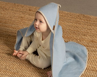 Linen Baby Hooded Towel Baby Bath Towel Bath Poncho Baby Girl Baby Boy Bath Towel Baby Shower Gift Newborn Towel Organic Baby Towel