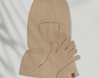 Two Piece Set Bundle Pack of Kids Balaclava & Wool Gloves / Balaclava Mask with Ears Knit Gloves Kids Gloves Toddler Fall Accessories