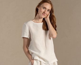 Linen Top Linen Short Sleeve Shirt Summer Top Linen Blouse Linen Clothing for Women Summer Shirt Sun Shirt EMMA