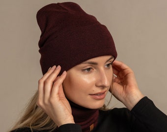 Beanie Hat 100% Merino Wool Knitted Cuffed Beanie Wool Hat Unisex Gifts for Men & Women Fall Knit Accessories