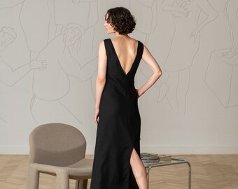 Open Back Maxi Dress Maxi Black Dress Formal Maxi Dress Wedding Guest Maxi Dress Elegant Long Maxi Dress  Event Dress STELLA