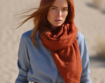 Linen Scarf Lightweight Scarf Linen Scarves Womens & Mens Scarves Extra Long Scarf Washed Spring Scarf Linen Accessories