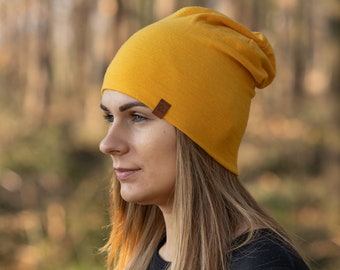 Merino Wool Spring Hat Unisex Slouchy Beanie Hat Beanie Men Knit Hat Sustainable Gifts for Women Men Merino Accessories Power mango