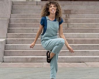 Sommer-Overall für Damen, lässiger Pinafore-Leinen-Overall, Overall, Bio-Leinen-Kleidung, NICCI Mintgrün