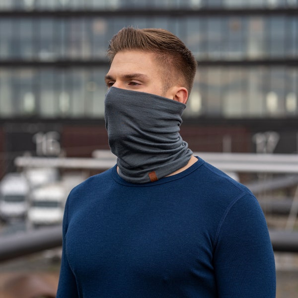 Merino Wool Neck Gaiter Face Mask for Woman Man Outdoor Neck Warmer Ski Mask Fall Sustainable Accessories Gifts Perfect gray