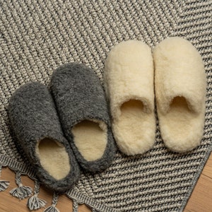 Fleece Wool Slippers for Women Fluffy Sheep Felted Slippers Natural Clothing Eco Friendly Sustainable Gifts image 10