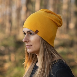 Merino Wool Spring Hat Unisex Slouchy Beanie Hat Beanie Men Knit Hat Sustainable Gifts for Women Men Merino Accessories Power mango