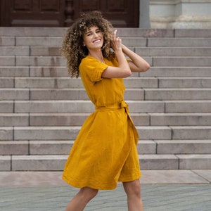 Yellow Wrap Dress Etsy