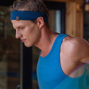 Herren Workout Tank Top Ärmelloses T-Shirt Laufshirt Bio 100% Merinowolle Kleidung Nachhaltige Kleidung 160gsm Hellblau