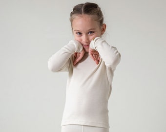 menique Kids Long Sleeve Shirt Thermal Base Layer for Girls /& Boys Merino Wool 250gsm