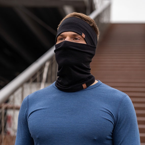 Unisex Black Blue Knit Fleece-Lined Ski Cap & Neck Gaiter Set Deago 2-Pieces Winter Beanie Hat Scarf Set Warm Fleece Lined  main image 2