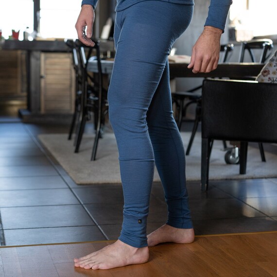 Merino Wool Mens Workout Leggings Soft Exercise Leggings Sweatpants Running  Pants Sustainable Clothing Lounge Wear Rub 160gsm Denim -  Canada