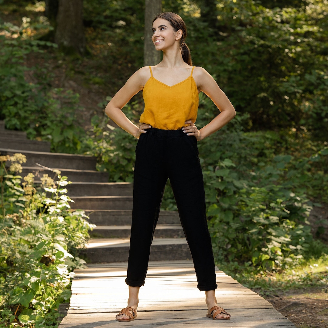 Adrina Straight Leg Linen Pant - Natural | MESHKI US