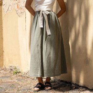 Maxi Skirt Linen Maxi Skirt A Line Maxi Skirt Summer Maxi Skirts Flowy Maxi Skirt Long Maxi Skirt Green Maxi Skirt / SOPHIA Stone Green image 4