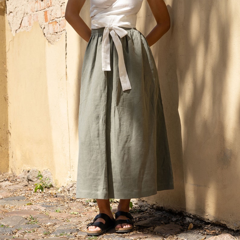 Maxi Skirt Linen Maxi Skirt A Line Maxi Skirt Summer Maxi Skirts Flowy Maxi Skirt Long Maxi Skirt Green Maxi Skirt / SOPHIA Stone Green image 4