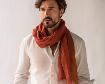 Mens Scarf Scarves for Men Linen Men Scarf Extra Long Men Scarf / Lightweight Scarf for Men Linen Accessories Valentine's Day Gift For Him