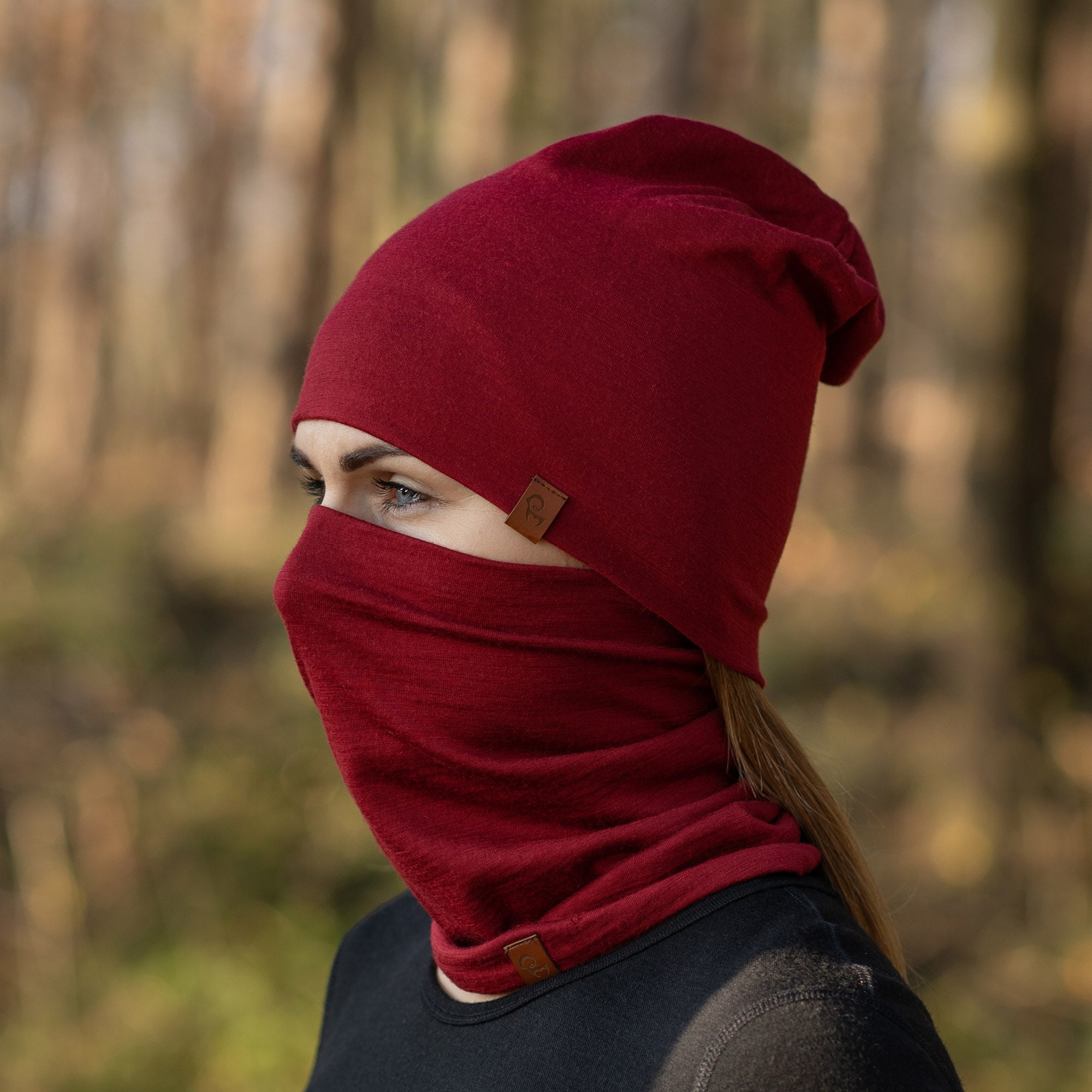 Two Piece Set of Slouchy Beanie Hat & Neck Gaiter Unisex