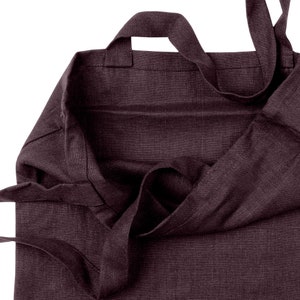 Reusable linen tote bag in shadow purple color