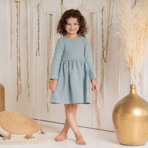 Girls Linen Dress Linen Summer Dress for Toddler Girls Casual Dress Natural Linen Clothing Organic Baby Clothes Mini LUCY