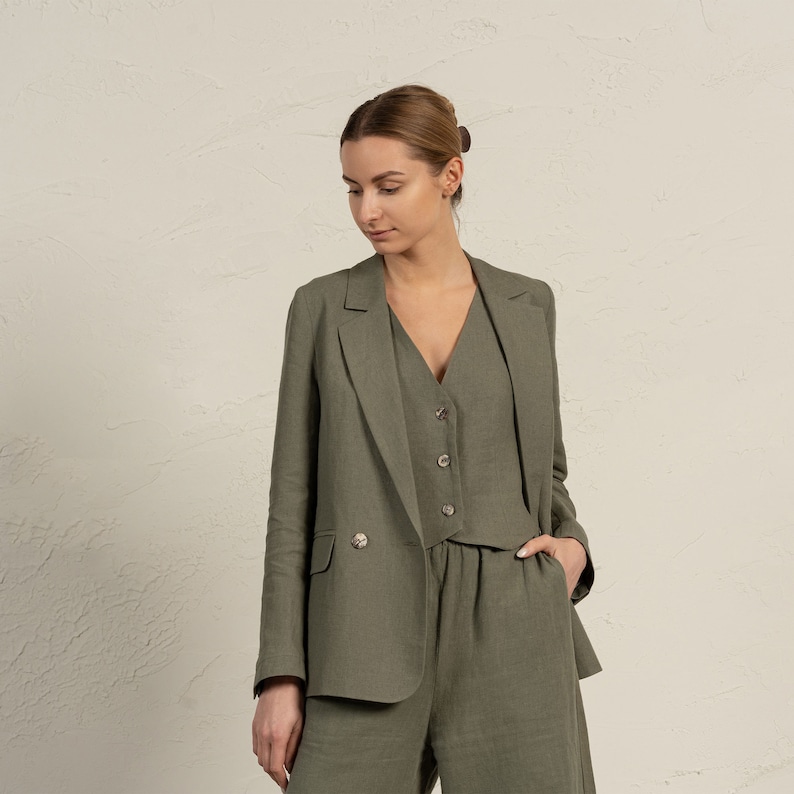 Linen Blazer with Pockets Linen Jacket for Women Linen Suit Jacket Women Suit Minimalist Blazer Classic Blazer Formal Blazer QUIN image 5
