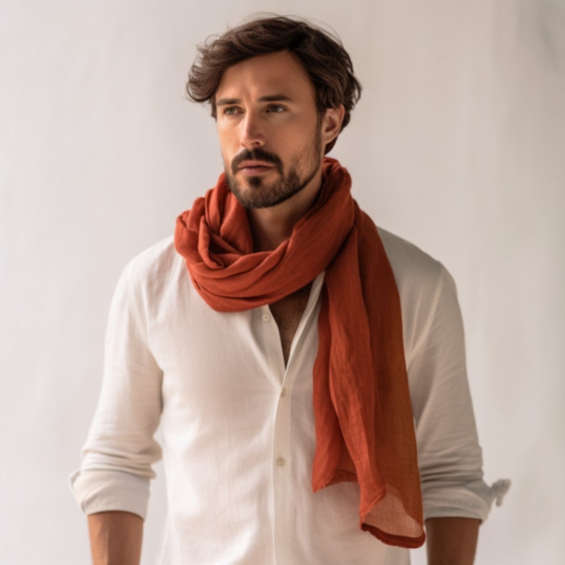 men scarf in cinnamon red color