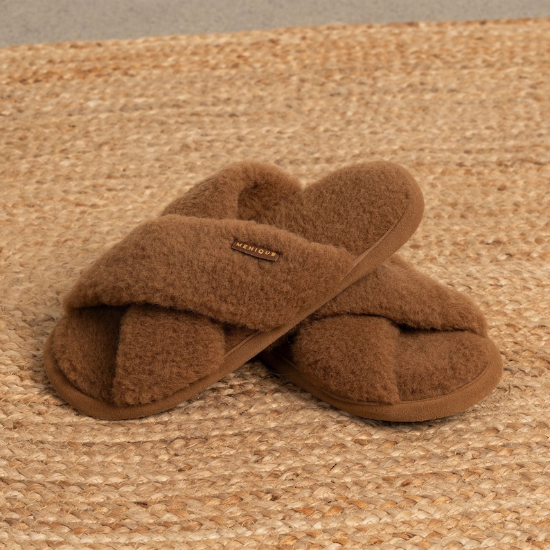 Fluffy Slippers Merino Wool Cross Slippers