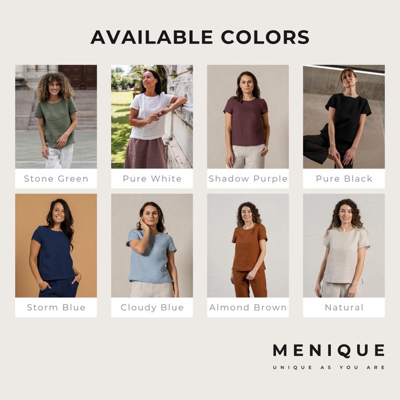 Organic 100% Linen Blouse Short Sleeve Top Round Neck Linen Blouse for Women Sustainable Linen Gifts for Women EMMA image 9