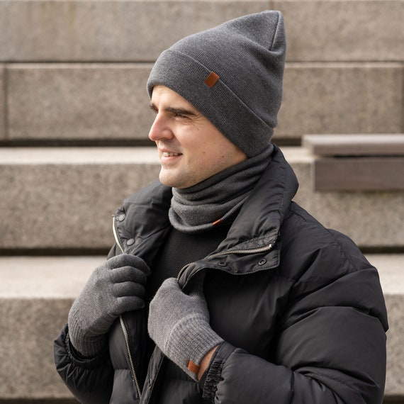 Gorro de invierno para mujer, gorro de punto de nieve con calentador de  cuello