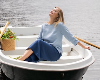 Linen Culottes Wide Leg Pants Skirt Pants Summer Pants Linen Trousers Palazzo Pants Cropped Linen Pants Linen Pleated Pants LANA