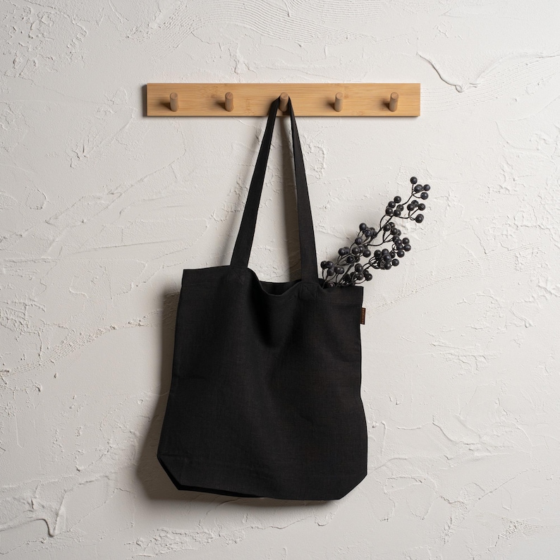 Reusable Linen Tote Bag Pure Black