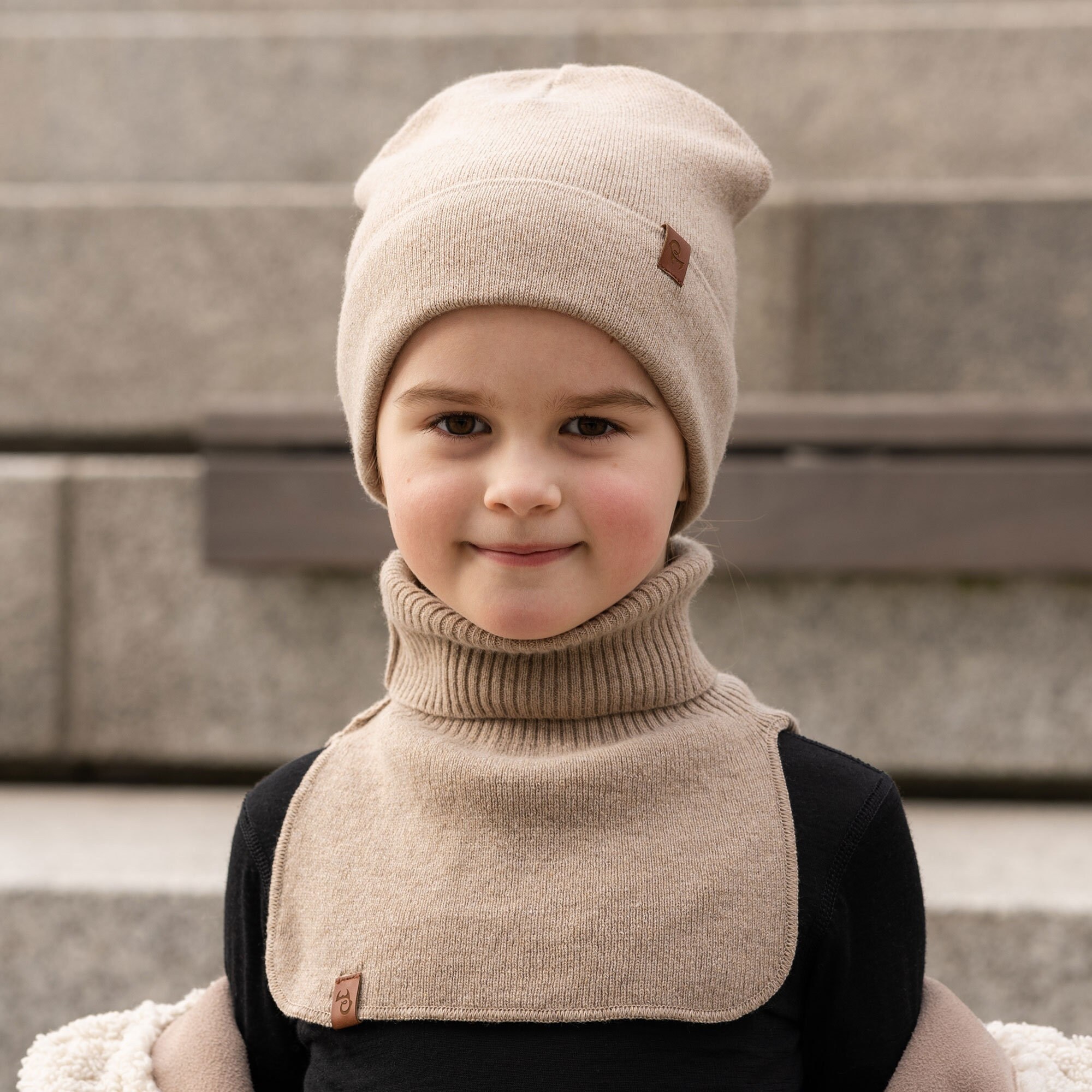 Mock Dickie pour enfants Cache-cou en laine mérinos Col roulé Dickie  Cagoule pour bébé Snood tricoté Accessoires en cachemire mérinos Beige  crème -  France