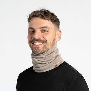 Unisex fodrad halsduk merinoull halsduk ullhalsvärmare vandringshalsduk skidmask stickad halsduk vinterhalsduk stickad halsduk för hösten öglehalsduk