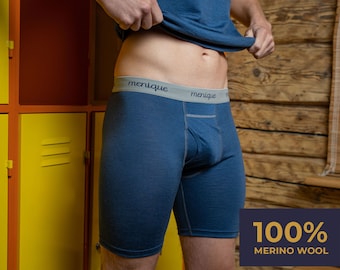 Blue Boxer Shorts Merino Wool Boxer Briefs Boxers for Boyfriend Natural Clothing Gift for Men 160gsm Organic Mens Underwear Denim