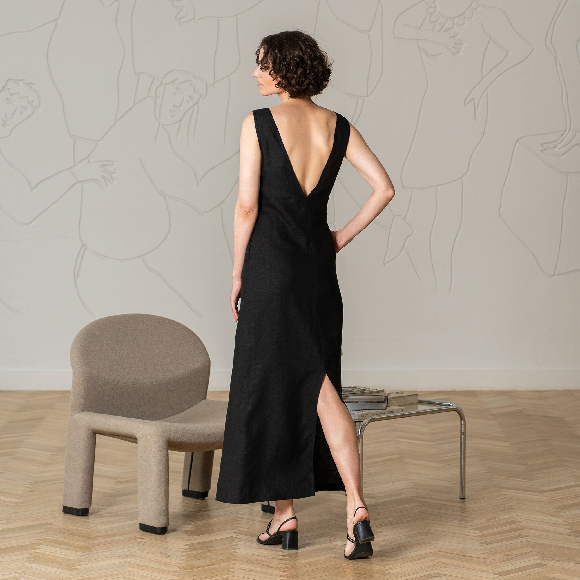 Open Back Maxi Dress Maxi Black Dress Formal Maxi Dress Wedding Guest Maxi Dress Elegant Long Maxi Dress  Event Dress STELLA