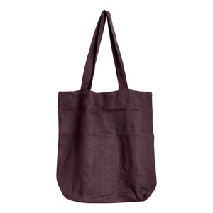 Reusable linen tote bag in shadow purple color