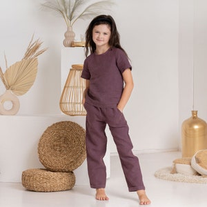 Pantalones para niños Pantalones de lino para niños Pantalones de tiro alto para niños / Ropa para niñas y niños Ropa de verano Ropa para niños Conjunto para niños pequeños Mini DAKOTA