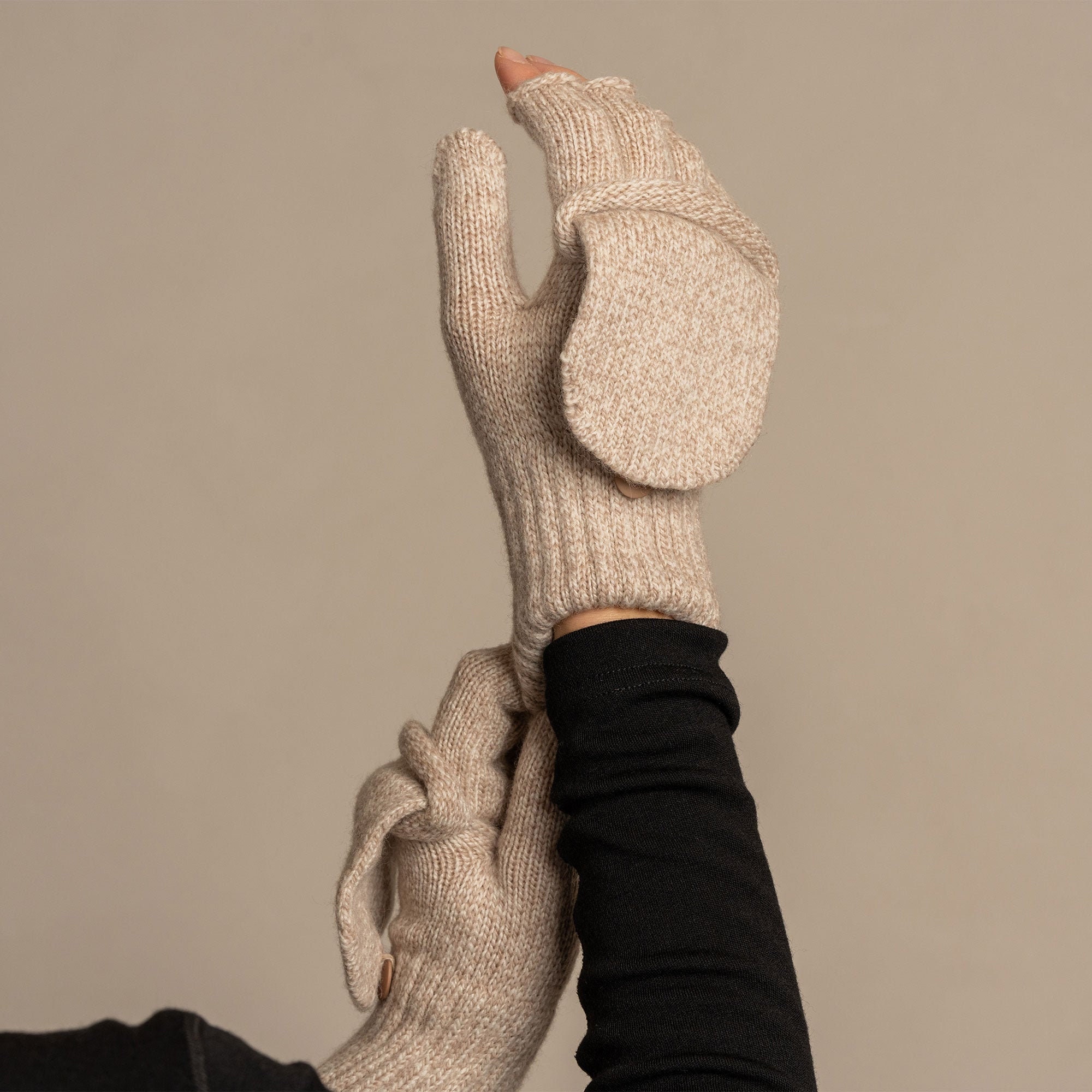Winter Women Warm Soft Knitted Fingerless Mittens Cover Convertible