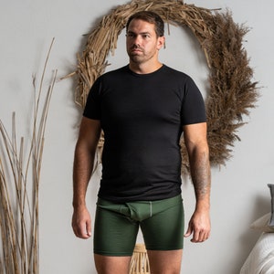 Boxers for Boyfriend Mens Underwear Boxer Shorts 100% Merino Wool Mens Short Briefs Sustainable Clothing 160gsm Dark Green