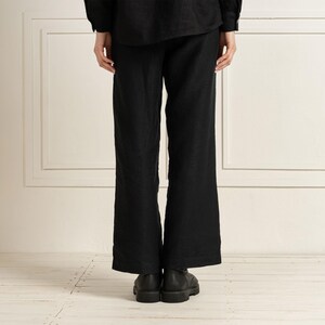 Linen pants in pure black color