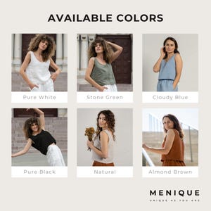 100% Linen Crop Top Natural Oversize Cropped Tank Top Summer Top for Women Natural Linen Clothes ANA Stone Green image 8