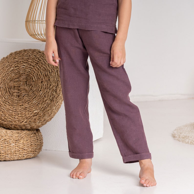 Linen Kids Pants with High Rise for Girls & Boys