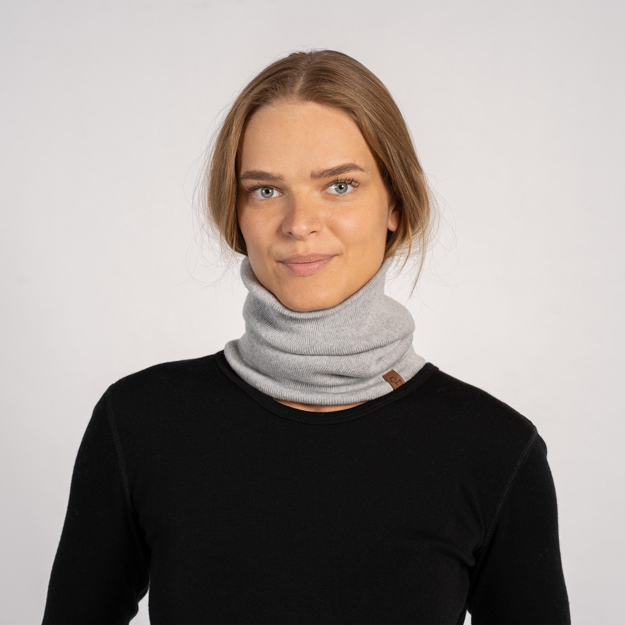 ブラック ネックゲイター 100%メリノウール ネックウォーマー ユニ