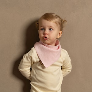 Linen Baby Bandana Bibs in dusty pink color